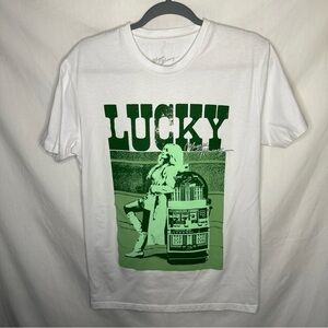 Lucky Brand Men's White Tee with Green Graphic